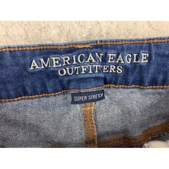American Eagle Size 4 Super Stretch Womens  Shorts Mid Rise Distressed C… - Picture 2 of 4